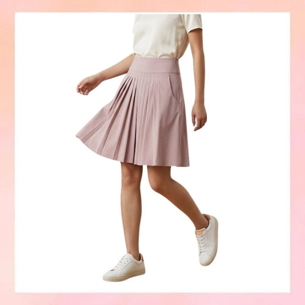Banana Republic Pleated A-Line Mini Skirt Nude Tan Size 4
